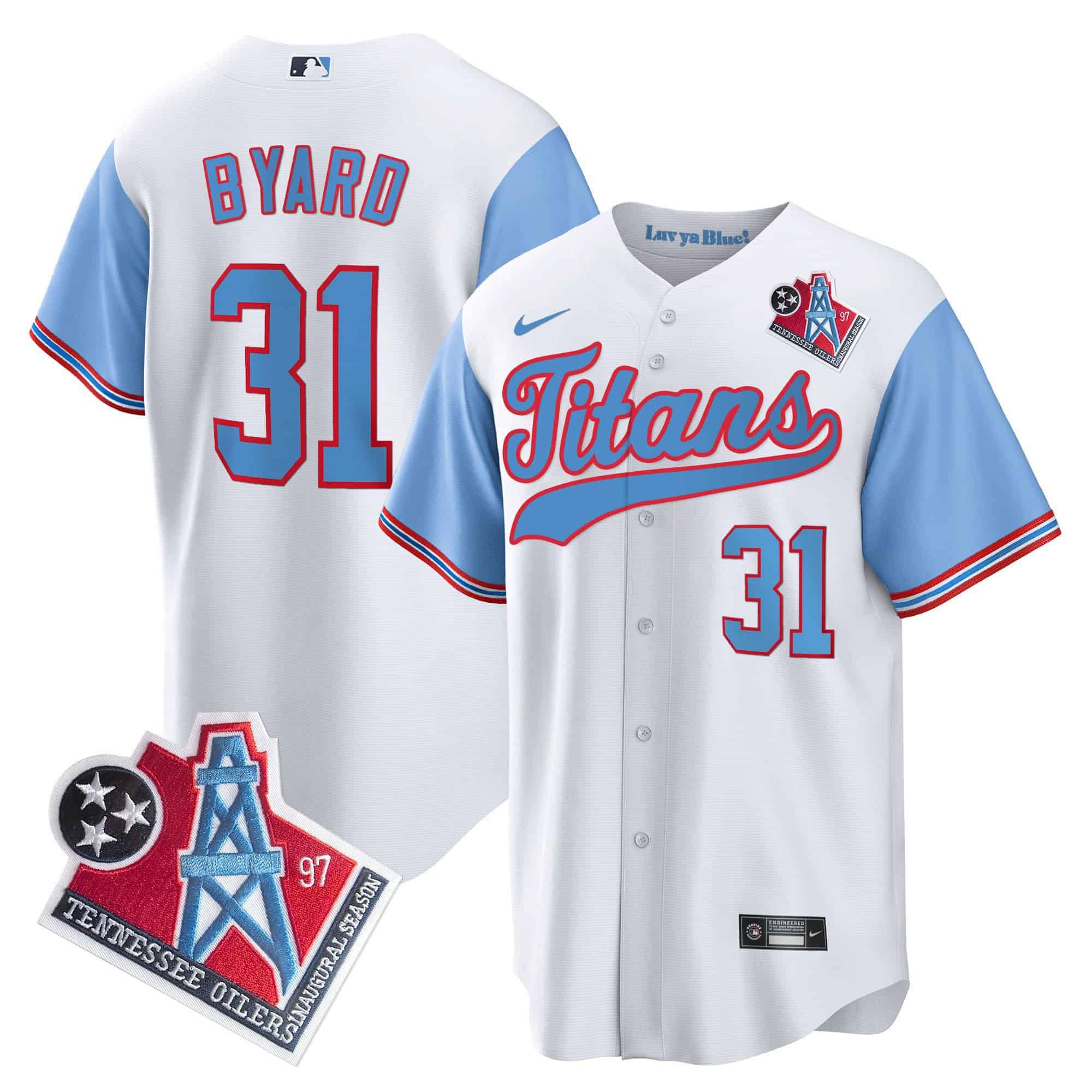 Men Tennessee Titans #31 Byard White Nike 1997 Throwback Limited Cool Base NFL Jersey style 1